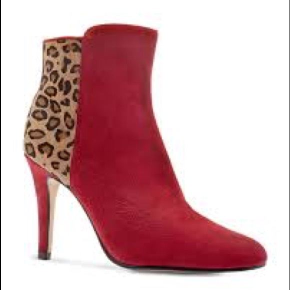 red leopard print ankle boots